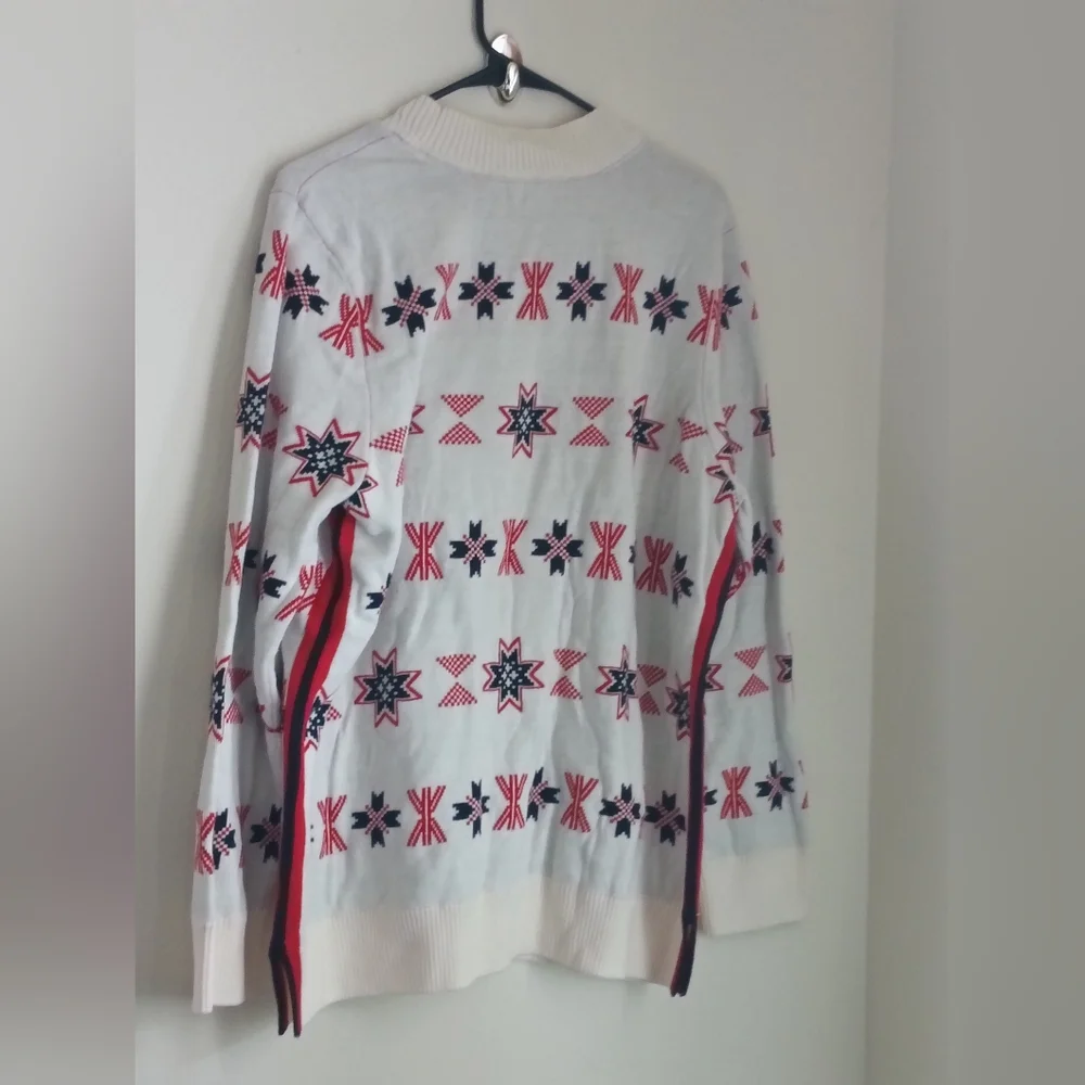 Charter Club Sweater Men XXL White, Red and Blue Layering Casual Cozy Crewneck